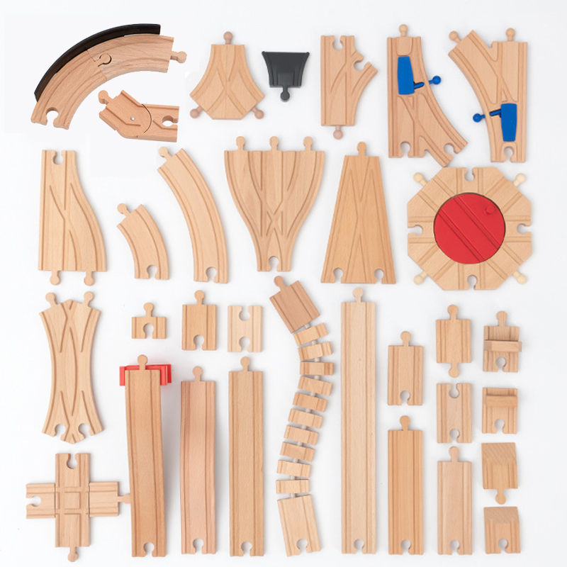 Hot Wheels Car Track Sets - อุปกรณ์เสริมรางรถไฟไม้ใหม่ อะไหล่รางรถไฟไม้บีช เหมาะสำหรับรางไม้ยี่ห้อต่างๆ ของเล่นเสริมพัฒนาการสำหรับเด็ก