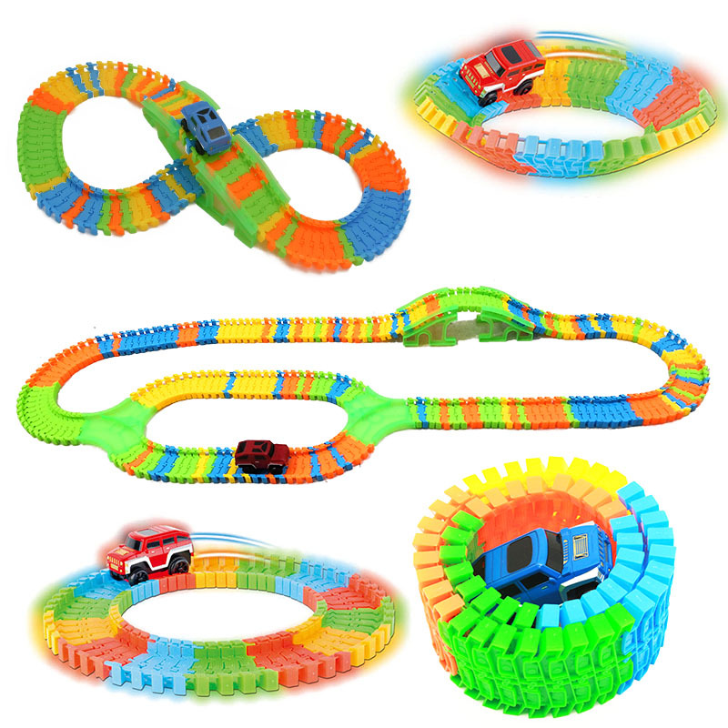 Hot Wheels Car Track Sets - DIY ประกอบ Universal Racing ชุดติดตามรถยืดหยุ่นการศึกษารถรางปริศนาของเล่นสําหรับเด็ก