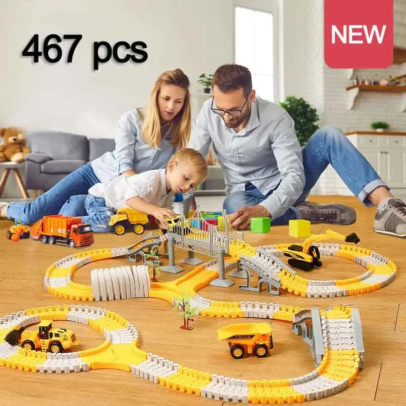 Hot Wheels Car Track Sets - 137-467pcs เด็กไฟฟ้าของเล่นรถวิศวกรรมรถของเล่นเพื่อการศึกษาเด็กติดตามรถรถไฟของเล่นสําหรับของขวัญวันเกิดเด็ก