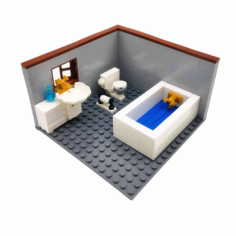 Lego Set Creator - ใช้งานร่วมกับคลาสสิกบล็อกเมืองบ้านเฟอร์นิเจอร์ MOC สําหรับเด็ก DIY ของเล่นห้องน้ําอ่างล้างหน้า WC